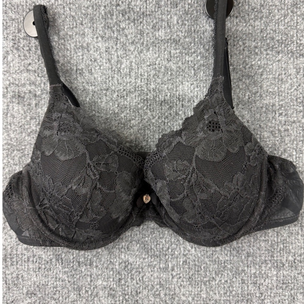 Victorias Secret Body by Victoria Black Lace Lightly Lined T-Shirt Bra 36B